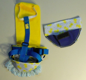 Yellow Ducky Duck Diaper Holder Harness w/Lace back side